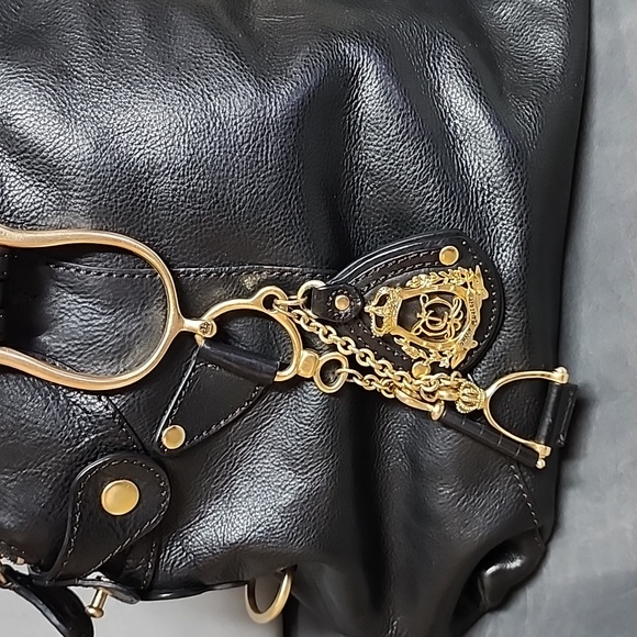 Juicy Couture large black leather bowling bag with gold hardwear - Picture 2 of 8